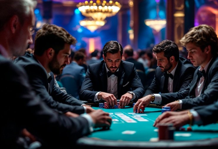 Dealer profesional panda168 mengocok dadu dalam wadah untuk putaran Sic Bo Dadu live